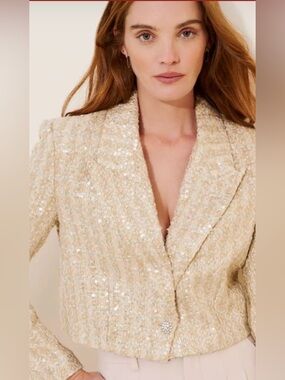 Line and Dot sequin cropped jacket. Size M